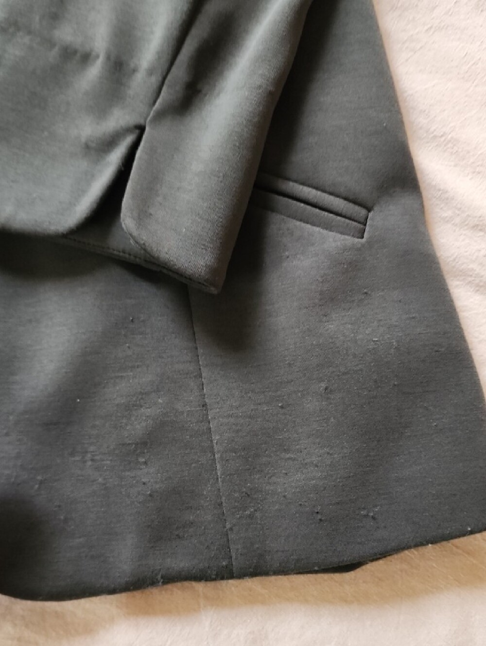 Skies Are Blue Olive Green Open-Front Blazer with Polka Dot Lining - Picture 6 of 7